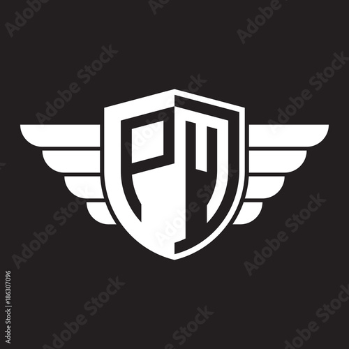 Initial two letter logo shield with wing Free Download Initial two letter logo shield with wing - GFXLoad