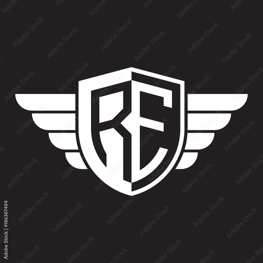 Fototapeta premium Initial two letter logo shield with wing
