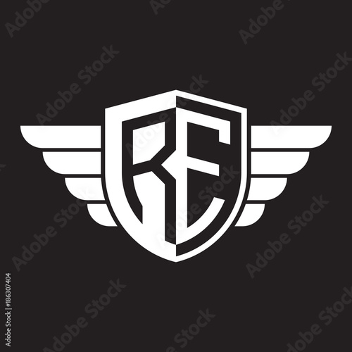 Initial two letter logo shield with wing