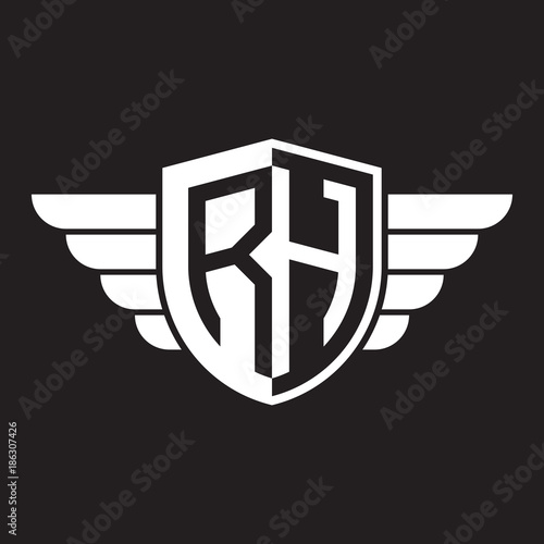 Initial two letter logo shield with wing