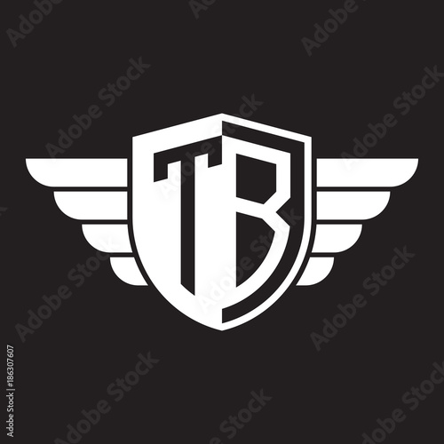 Initial two letter logo shield with wing