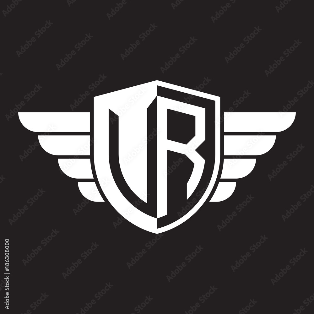 Initial two letter logo shield with wing Initial two letter logo shield with wing