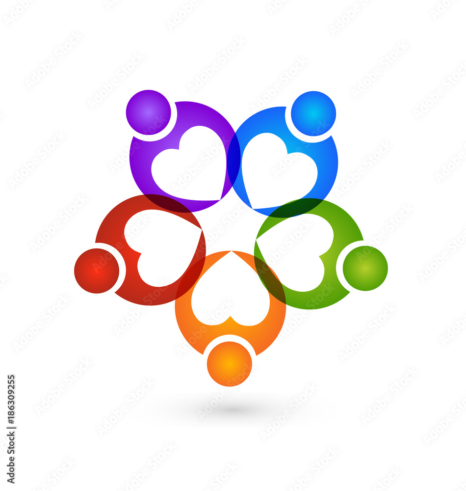 People heart figures working together icon People heart figures working together icon