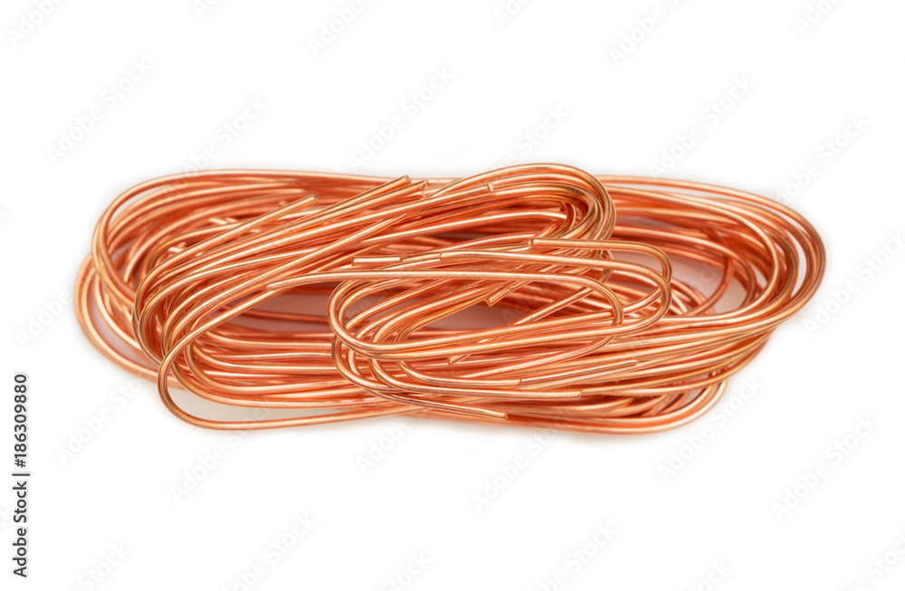 Cooper wire isolated in white Cooper wire isolated in white