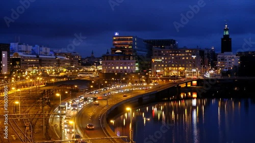 Stockholm,Sweden city centre by night