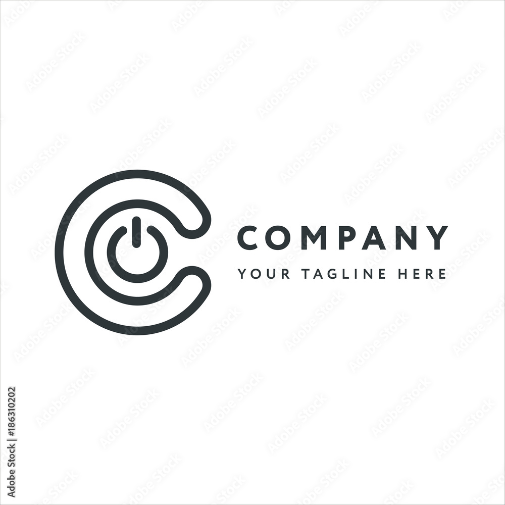 Letter C Logo Design Emblem Template. Creative Electronics Electricity Plug Cord Concept. Letter C Logo Design Emblem Template. Creative Electronics Electricity Plug Cord Concept.