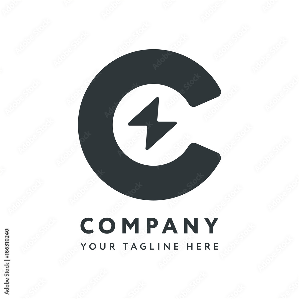 Letter C Logo Design Emblem Template. Creative Energy Electricity Concept Electronics Lightning Bolt. Letter C Logo Design Emblem Template. Creative Energy Electricity Concept Electronics Lightning Bolt.