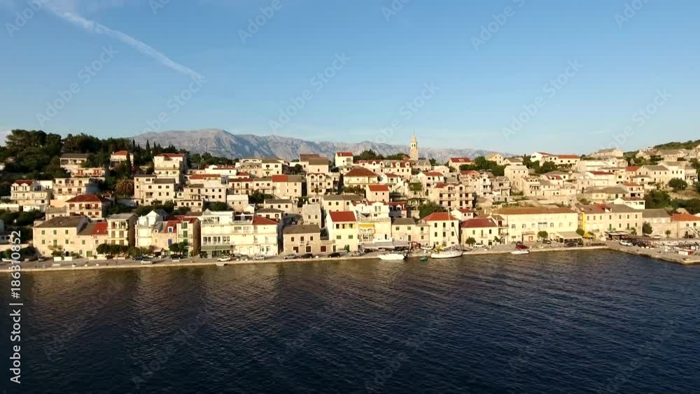aerial view, Gulf of the Mediterranean Sea in the evening view of the ancient village aerial view, Gulf of the Mediterranean Sea in the evening view of the ancient village