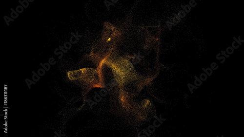 Abstract digital background with small gold particles. 3d rendering