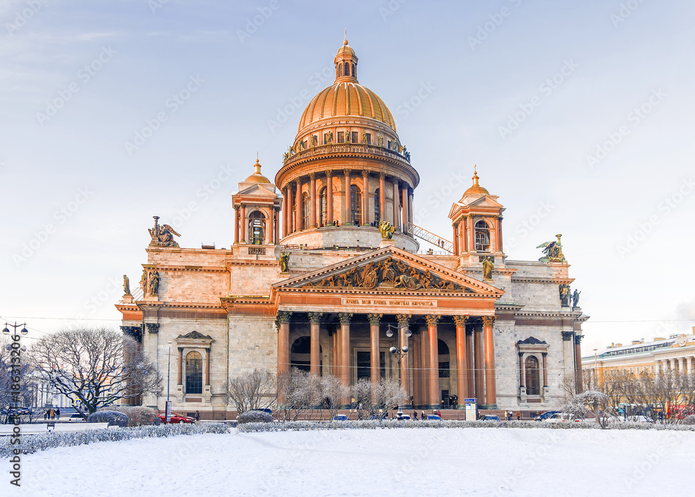 winter view of St. Isaac's Cathedral St. Petersburg, Russia