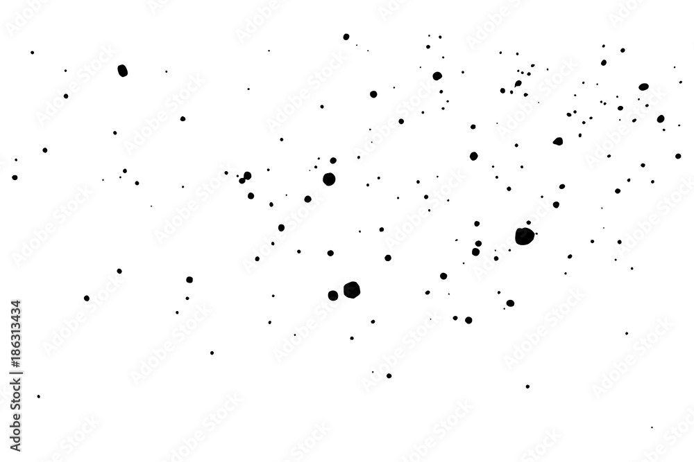 Grunge distress calligraphy ink stains. Black ink blow explosion. Splatter background. Grunge ink paint splats, blots and splashes. Black calligraphy ink splats. Spray paint drops.