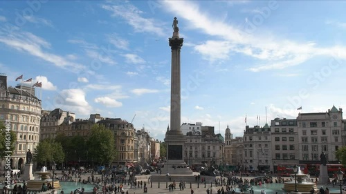 autumn afternoon in trafalgar square in london, england