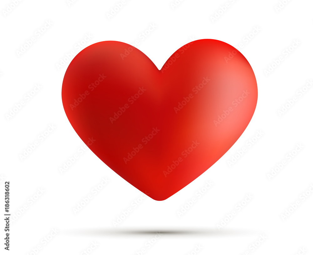 Vector 3D heart isolated on white. Valentine s day heart. Beautiful heart illustration