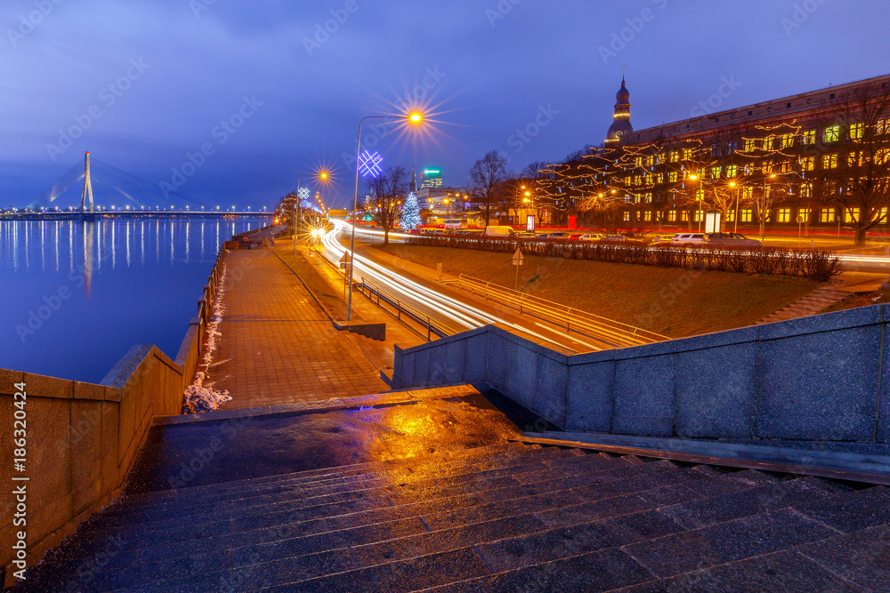 Obraz premium Riga. Cable-stayed bridge.