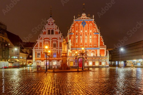 Riga. Town Square at night.