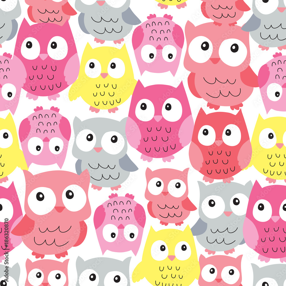 Fototapeta premium seamless owl bird pattern vector illustration