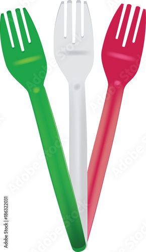 forchette di plastica usa e getta tricolore