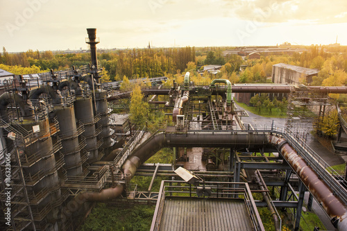 Old industry factory at Landschaftspark Duisburg, a former coal and steel production plant abandoned in 1985 and converted into an industrial monument open for the public in 1991.