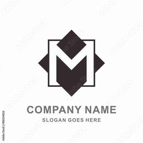 Monogram Letter M Geometric Square Cube Hexagon Architecture Construction Business Company Stock Vector Logo Design Template