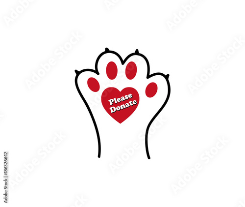 Please donate animal paw print