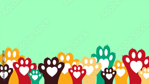 Colorful animal paws - banner
