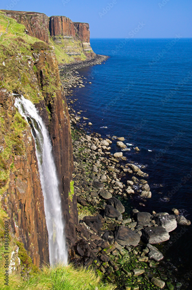 Waterfall and coastline at Kilt Rock, Isle of Skye, Scotland Waterfall and coastline at Kilt Rock, Isle of Skye, Scotland