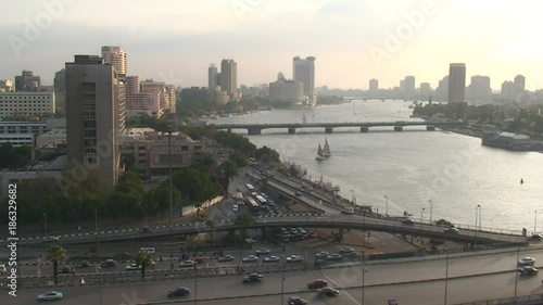 Traffic over Cairo bridges, wide