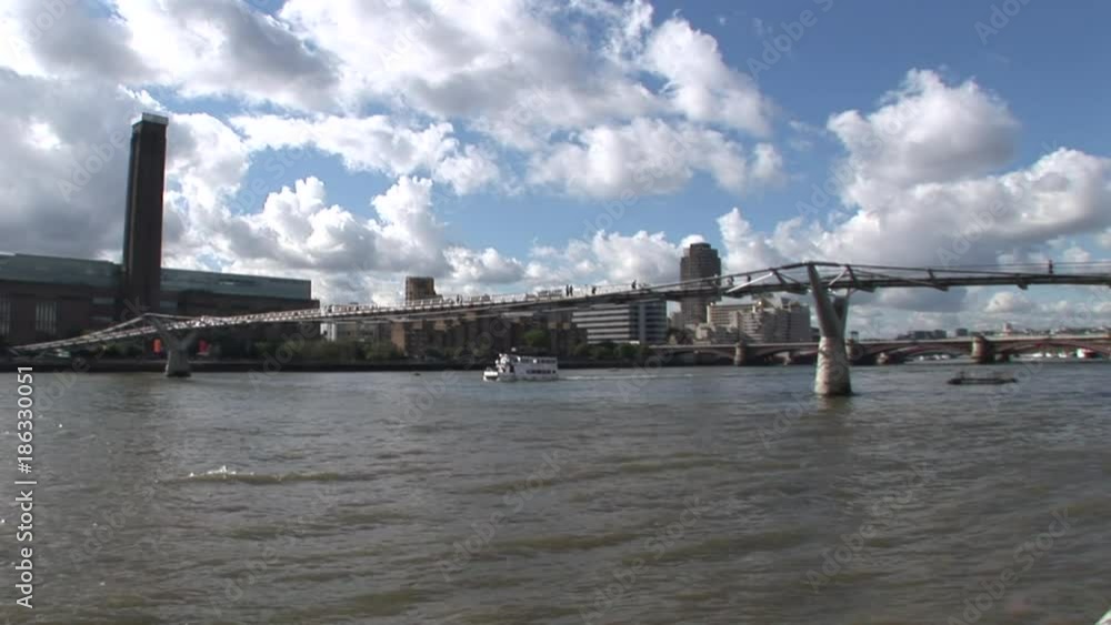 Wide, scenic Millennium Footbridge in London Wide, scenic Millennium Footbridge in London