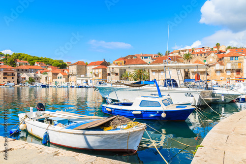 Fishing boats in Milna port on sunny summer day, Brac island, Croatia © pkazmierczak