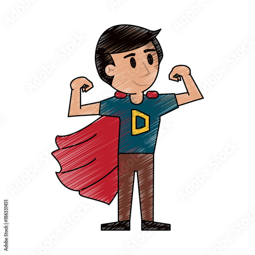 Superhero young man cartoon icon vector illustration graphic design