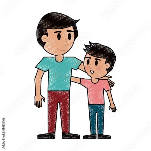 Young man with kid icon vector illustration graphic design