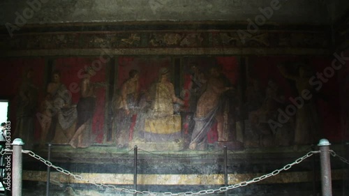 Close up, ancient paintings in Pompeii