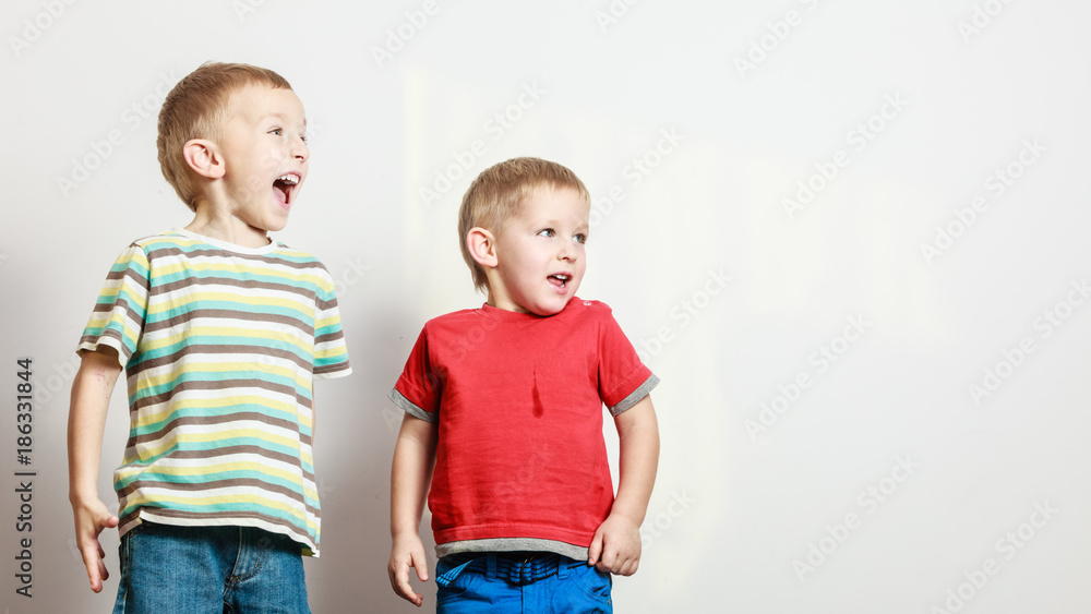 Little boys have fun together at home. Little boys have fun together at home.