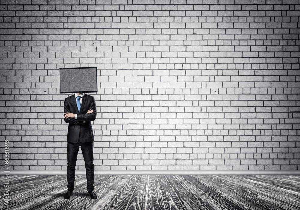 Businessman with TV instead of head. Businessman with TV instead of head.