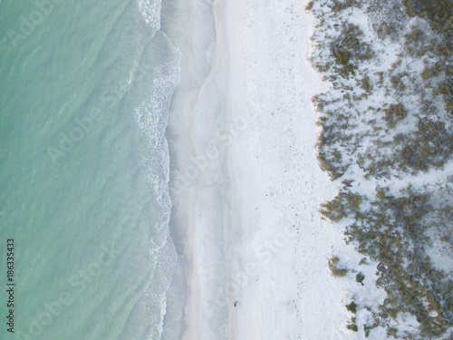 An overview shot of the coast on Anna Maria Island