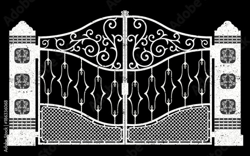 Vector beautiful wrought iron gate illustration