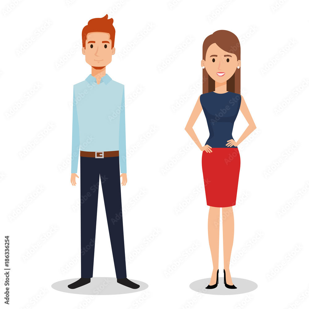 business people couple avatars characters vector illustration design