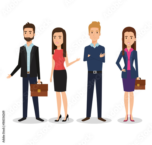 business people group avatars characters vector illustration design