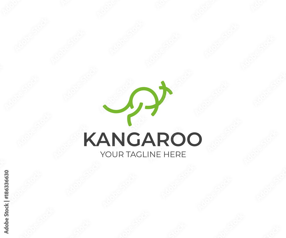 Line Kangaroo Logo Template. Abstract Wallaby Vector Design. Animal Illustration Line Kangaroo Logo Template. Abstract Wallaby Vector Design. Animal Illustration