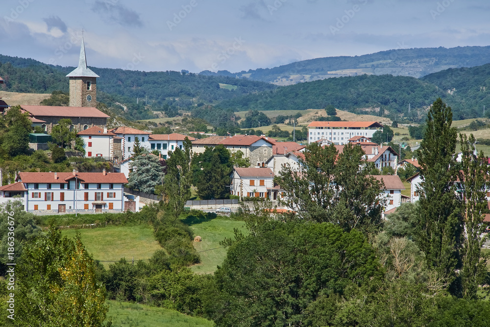 view of Erro village in Navarre province, Spain