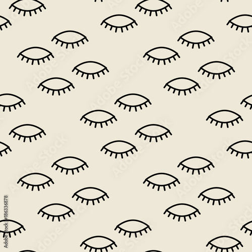 seamless monochrome eyelash pattern background