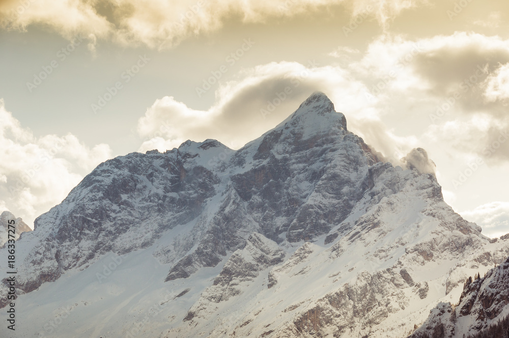 Obraz premium Winter panorama of mount Civetta summit, Dolomites, Italy
