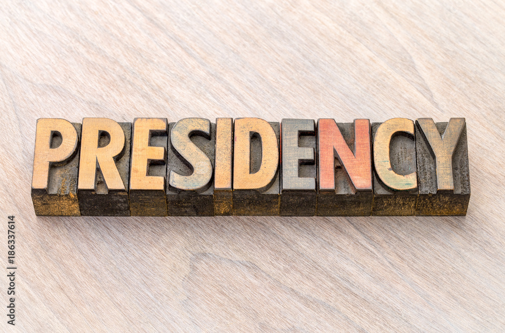 Fototapeta premium presidency word abstract in wood type