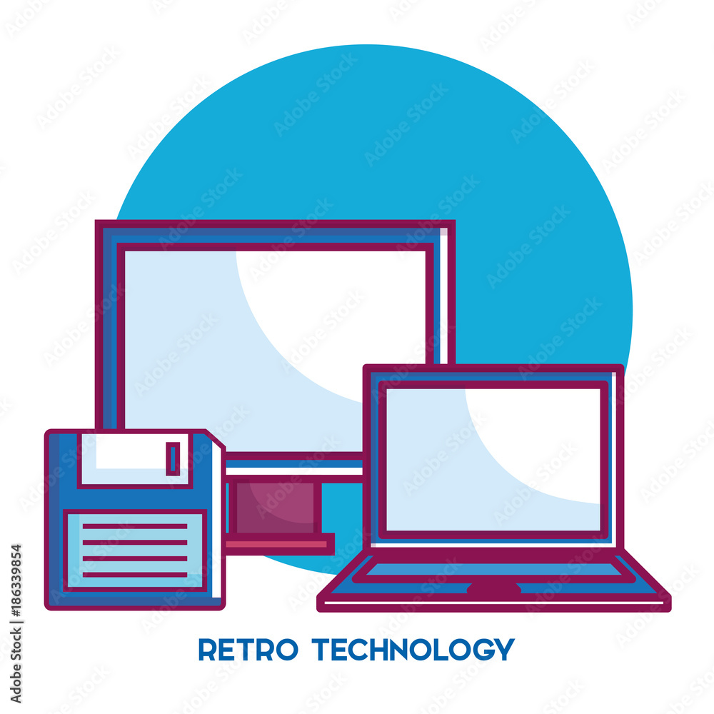 retro technology set gadgets vector illustration design retro technology set gadgets vector illustration design