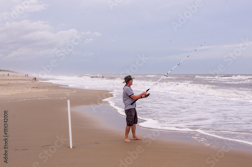 Surf fishing on the outer banks North Carolina photo