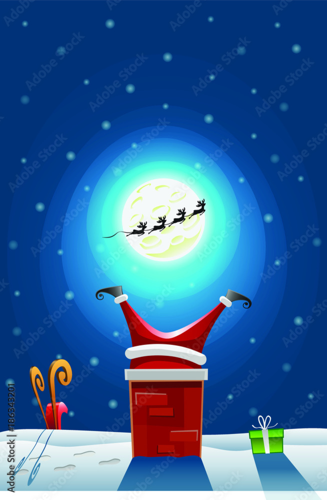 Santa Claus Running Away