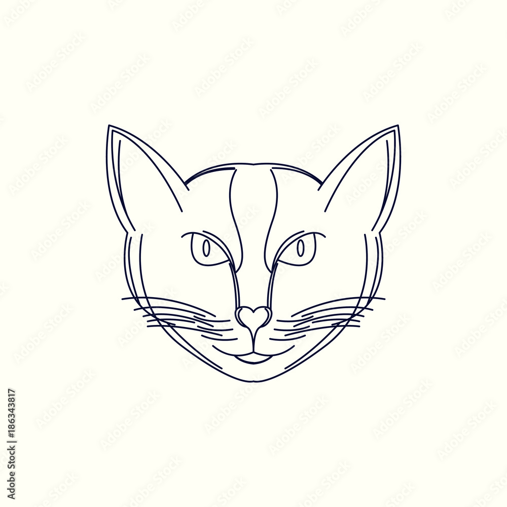 Fototapeta premium Cat Mono Line Logo. Cat Mascot Logo. Logo Template. Cat vector illustration.