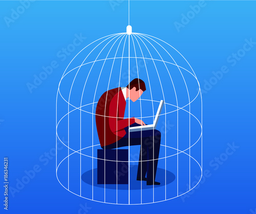 Businessman in a cage