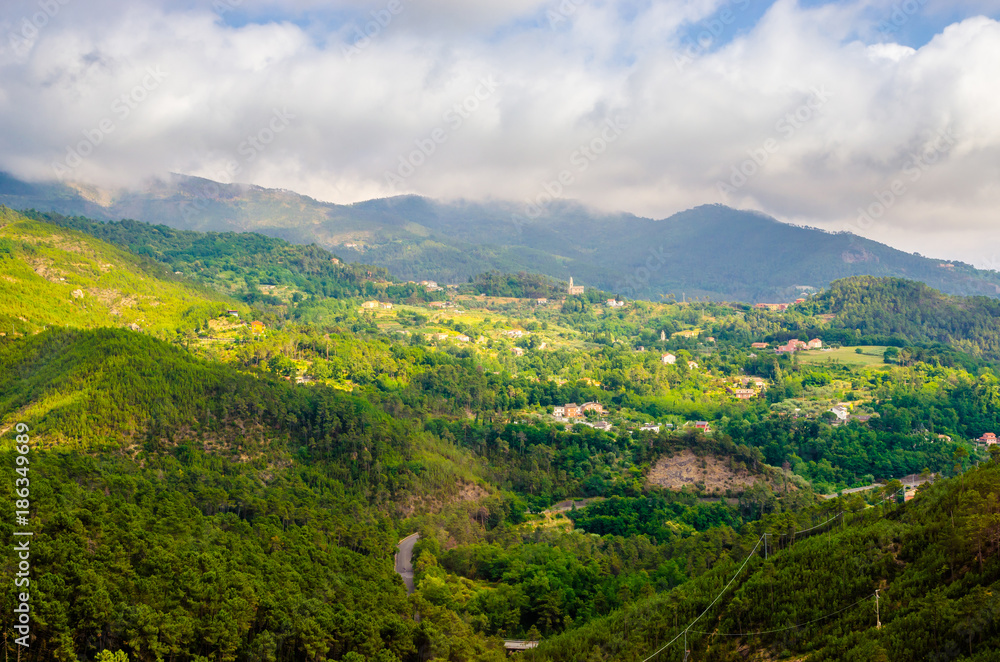 Fototapeta premium Summer panorama of Apennines mountains, Italy