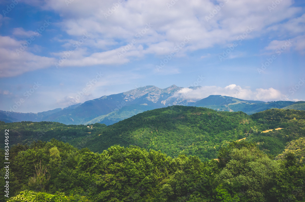 Fototapeta premium Summer panorama of Apennines mountains, Italy